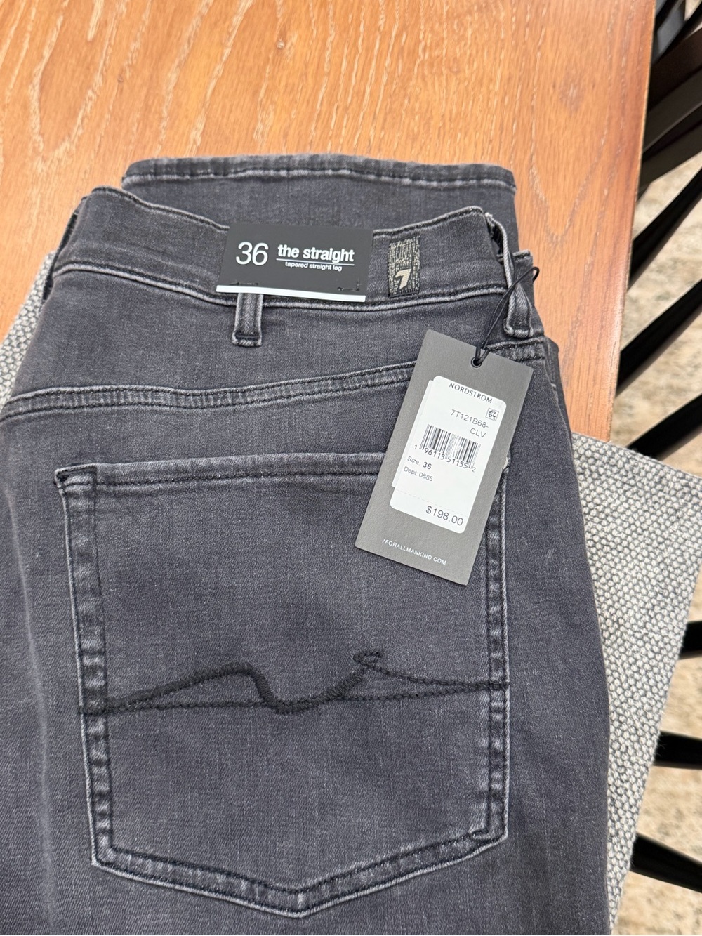 7 For All Mankind Men's Straight Jeans - Charcoal Black
